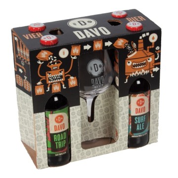 DAVO bier geschenk 4 flesjes + 1 Davo glas